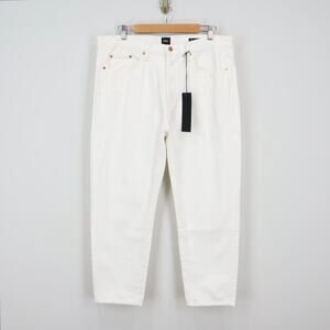 NWT Edwin Hana Classic Straight Crop Button-Fly Denim Jean White Noise Size 34